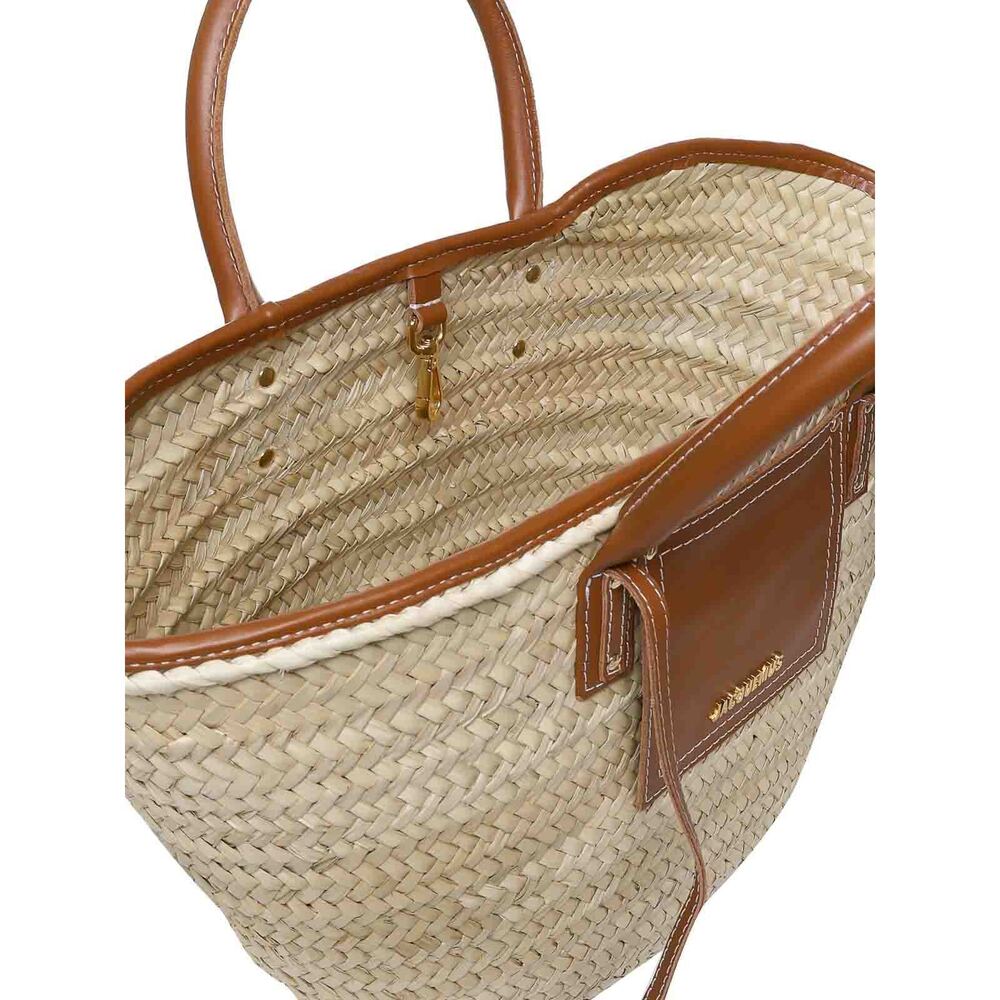 JACQUEMUS Woven Straw Tote Bag With Leather Trim And Handles - Picture 4 of 4